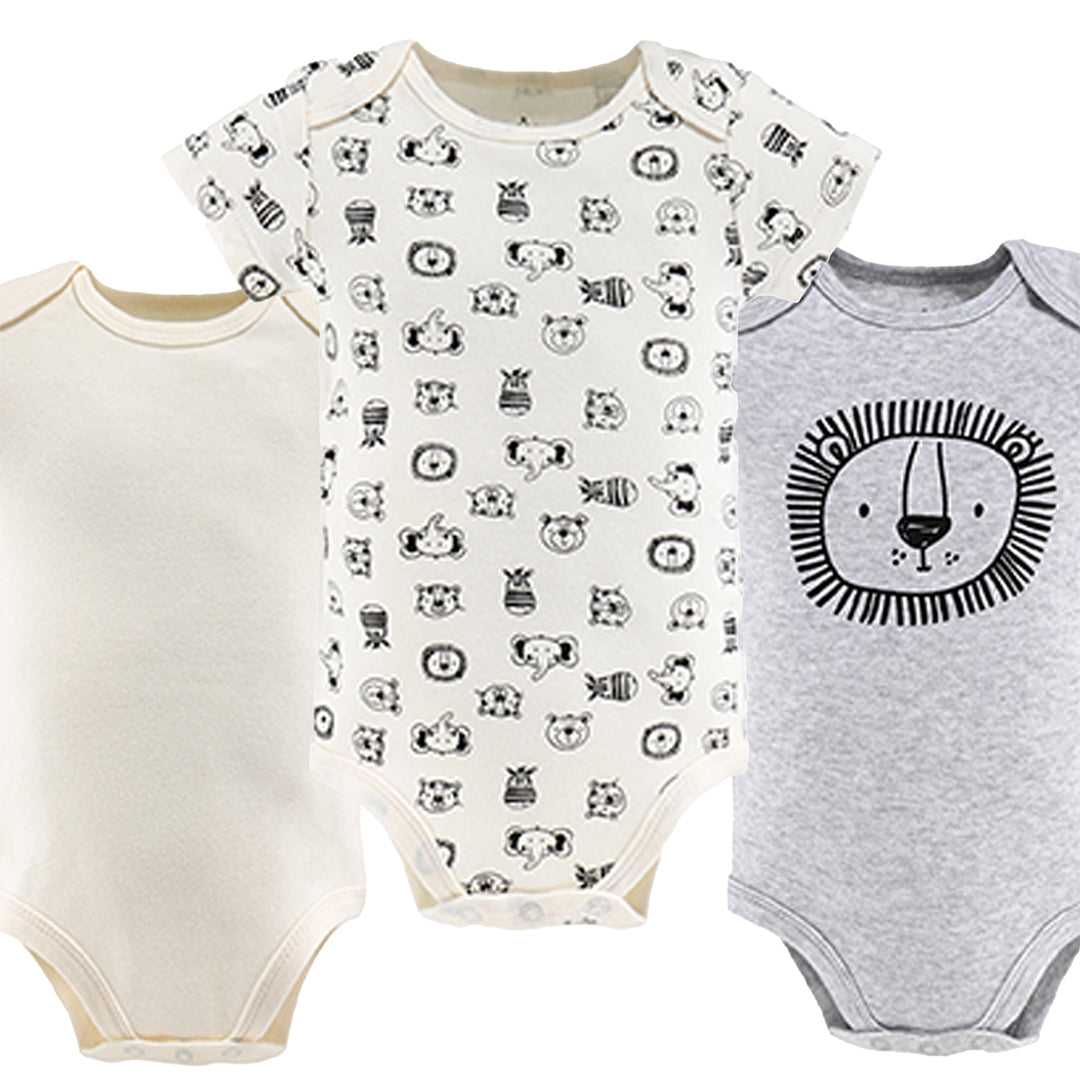 5 Pc Short Sleeve Bodysuits Safari Faces, 9-12 Months - Image 5