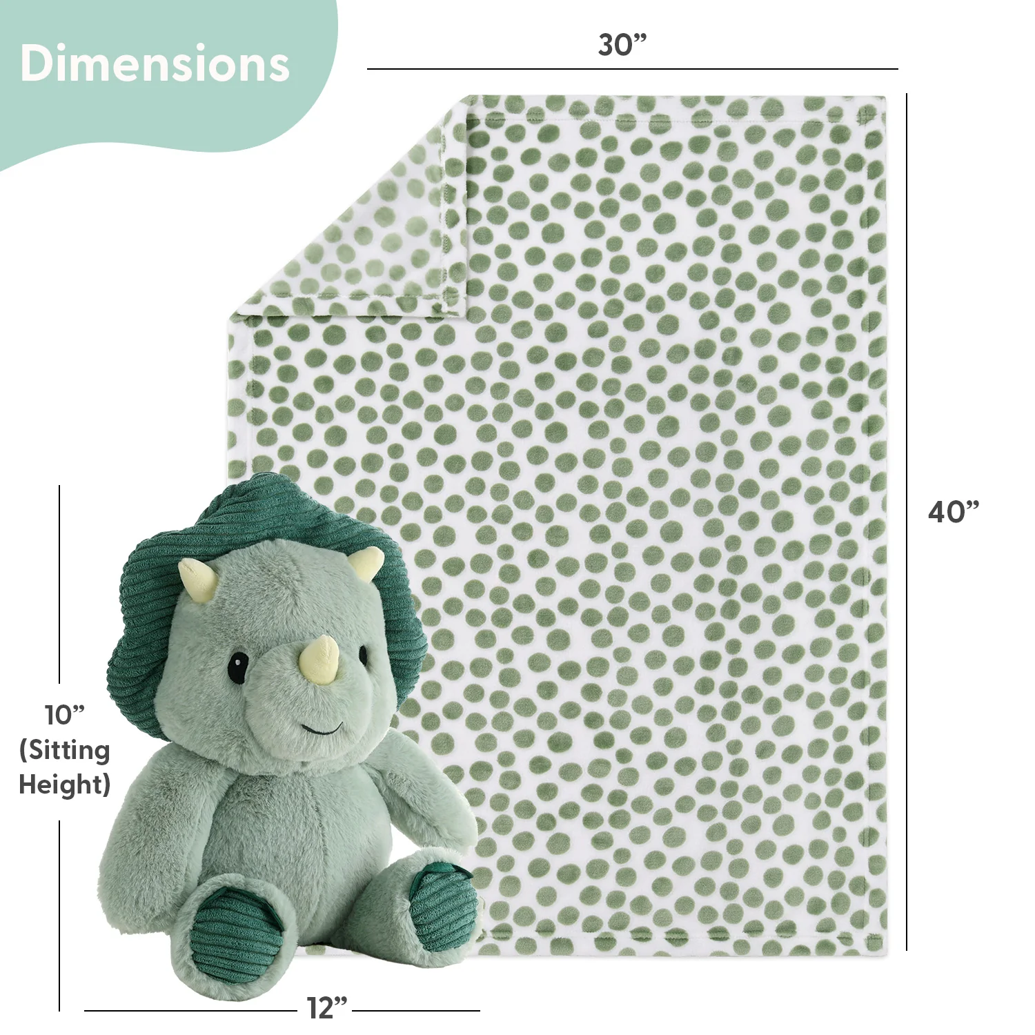 Ace Dino Plush Stuffed Animal and Blanket Gift Set - Image 3