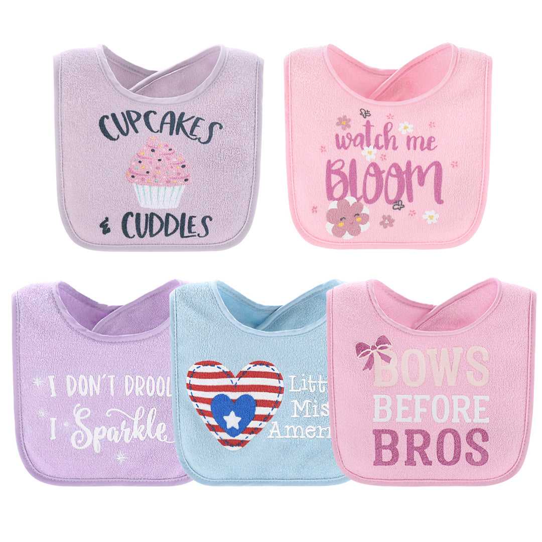 Terry Baby Bibs, 10-Pack, Pastel Girl - Image 4