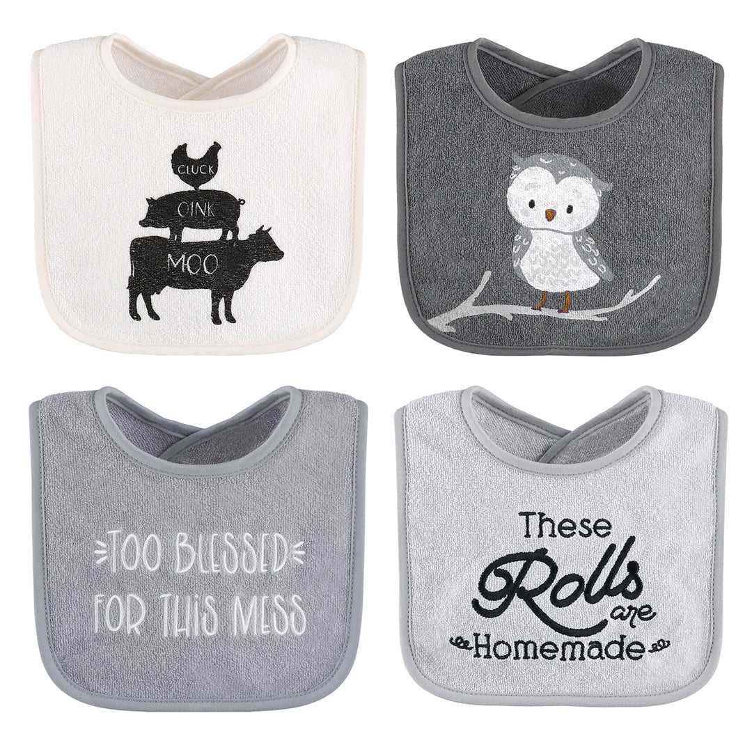 Cotton Baby Bibs, 8 Pack, Grey, Black, White - Image 4