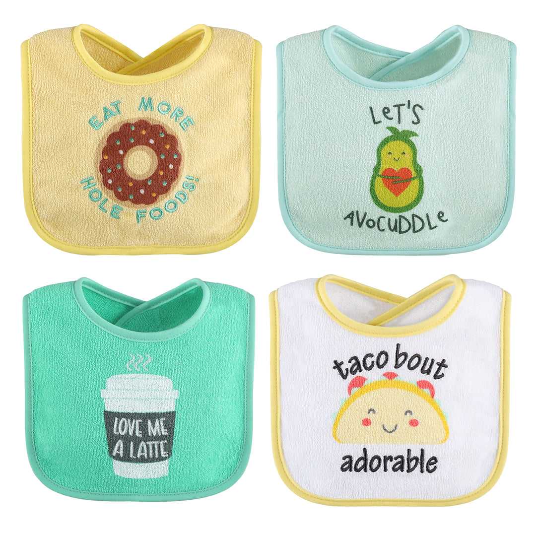 Han-Gry Green, Blue, Yellow Baby Boy or Girl Bibs 8-Pack - Image 3