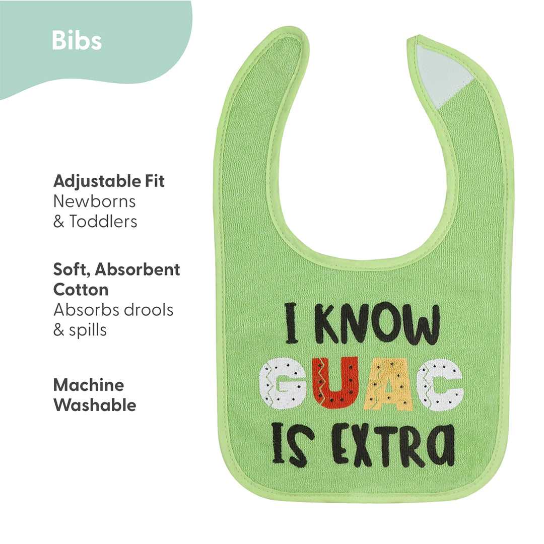 Han-Gry Green, Blue, Yellow Baby Boy or Girl Bibs 8-Pack - Image 4