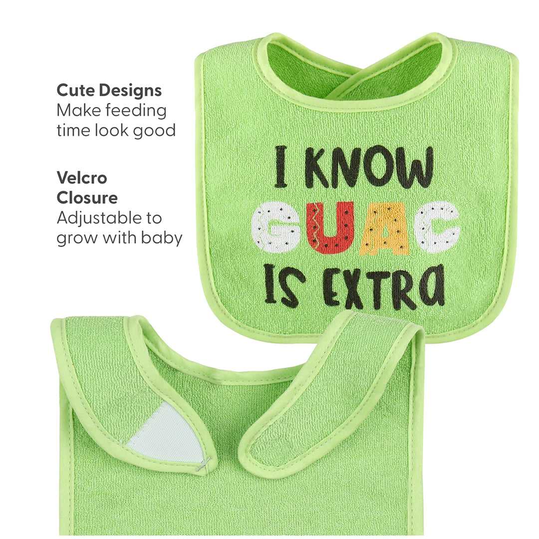 Han-Gry Green, Blue, Yellow Baby Boy or Girl Bibs 8-Pack - Image 5