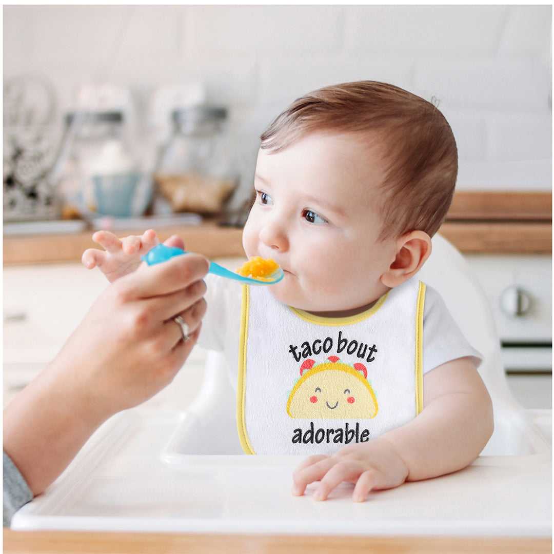 Han-Gry Green, Blue, Yellow Baby Boy or Girl Bibs 8-Pack - Image 6