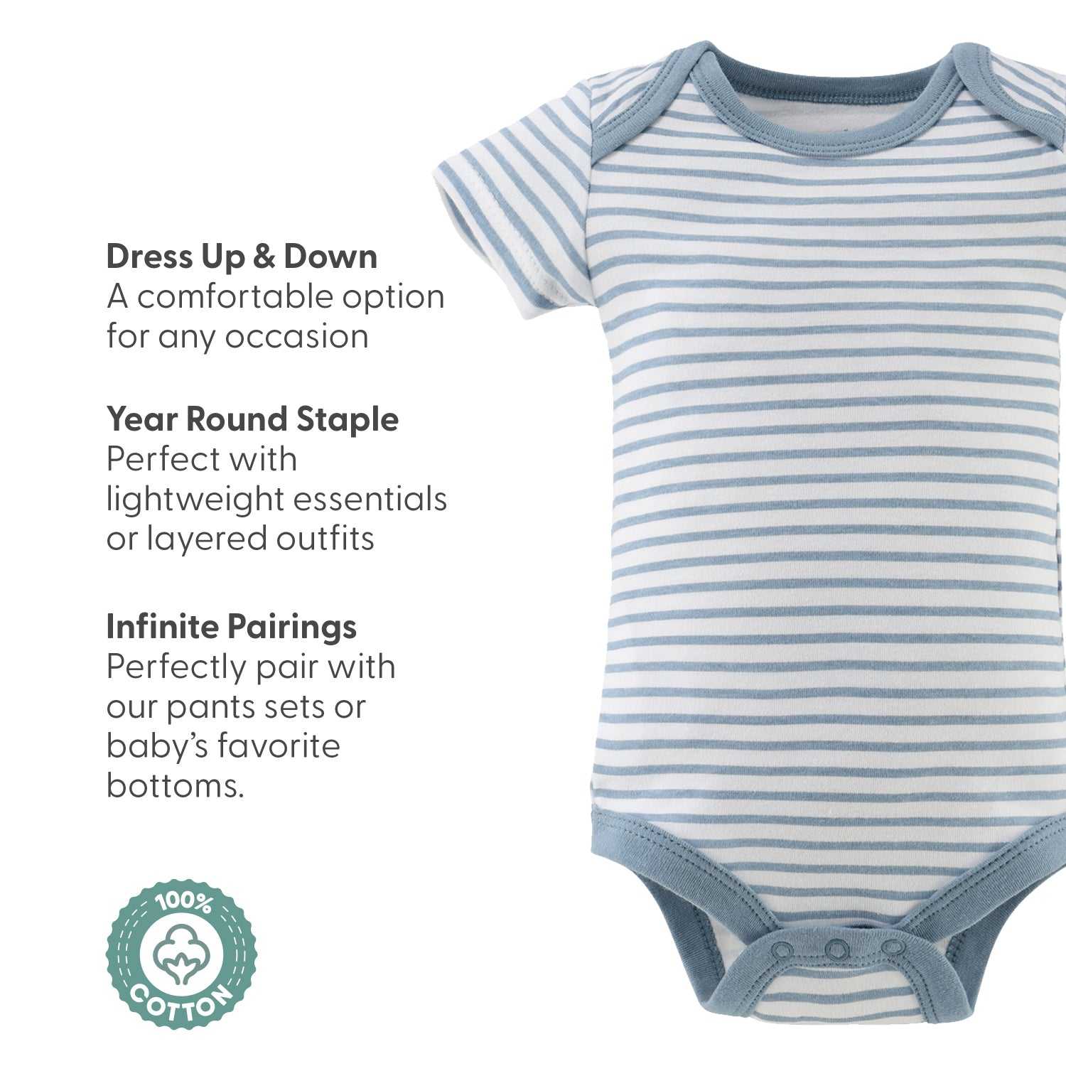 Star Stripe Baby Boy Bodysuits, 4 Pack - Image 4