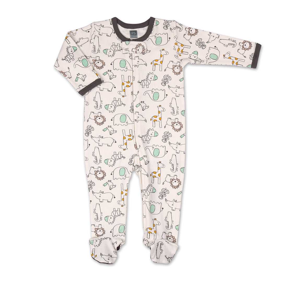 Safari Footed Baby Sleepers for Boys and Girls, 3-Pack - Image 3