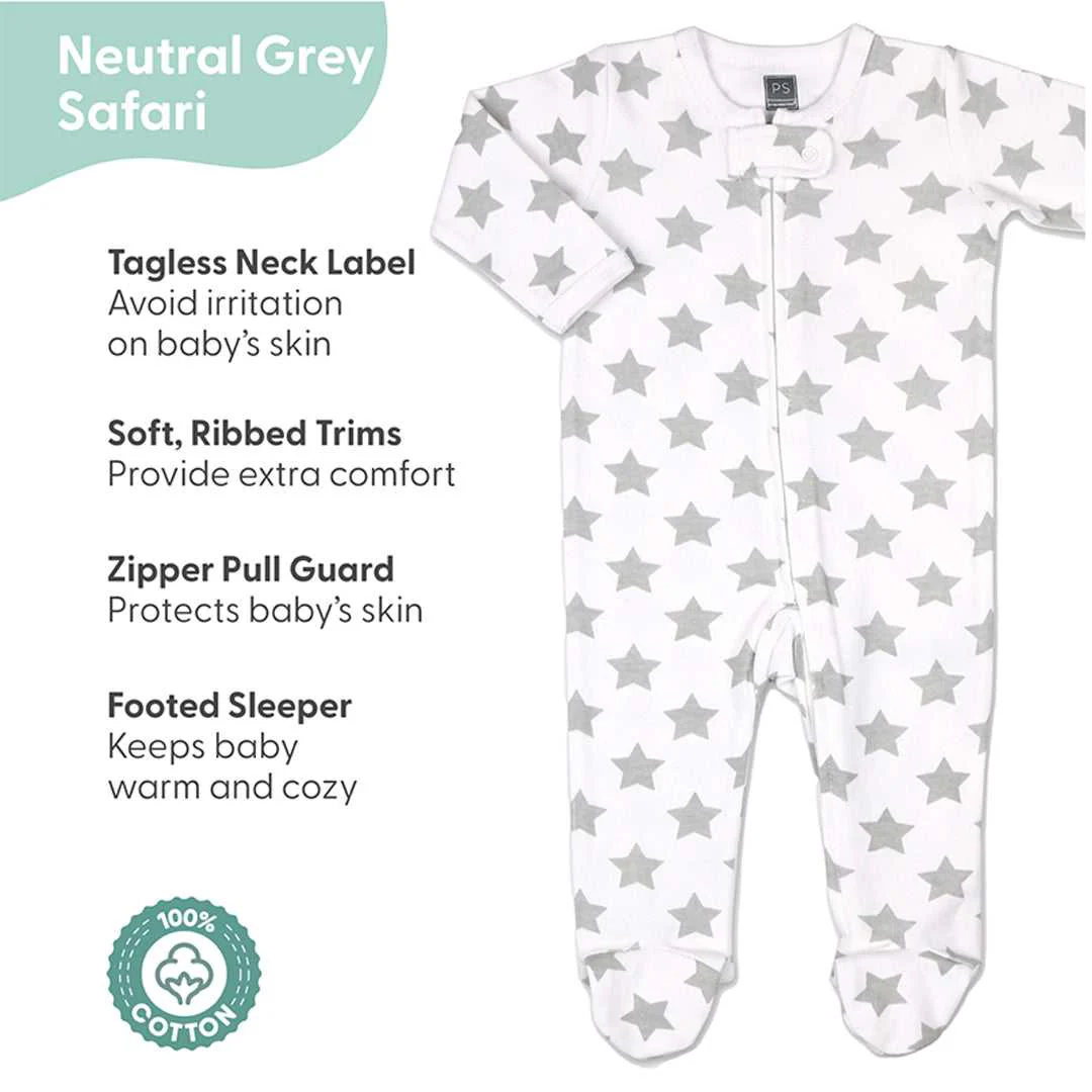 Safari Footed Baby Sleepers for Boys and Girls, 3-Pack - Image 4