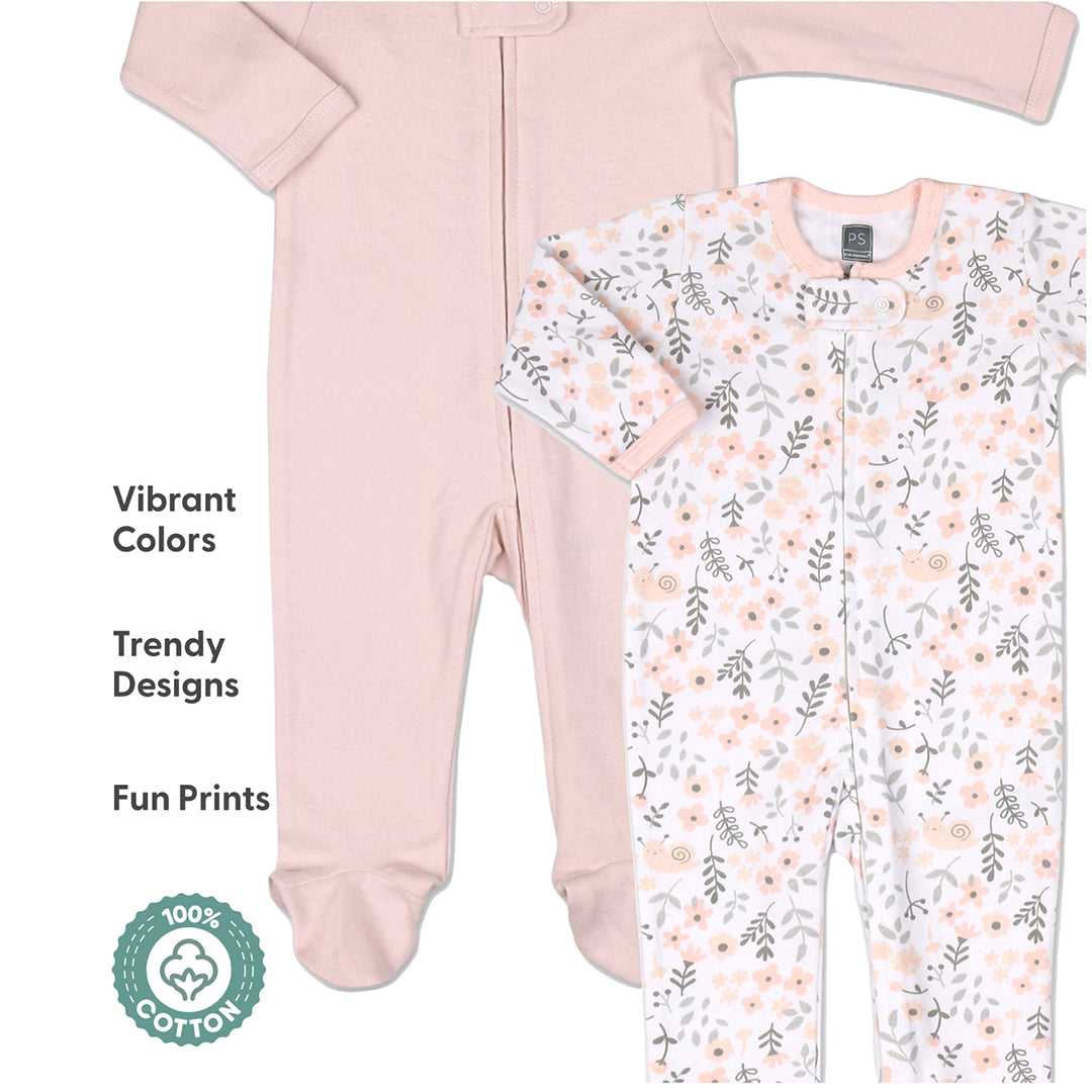 Flower Baby Sleepers for Girls Set of 3 - Image 3