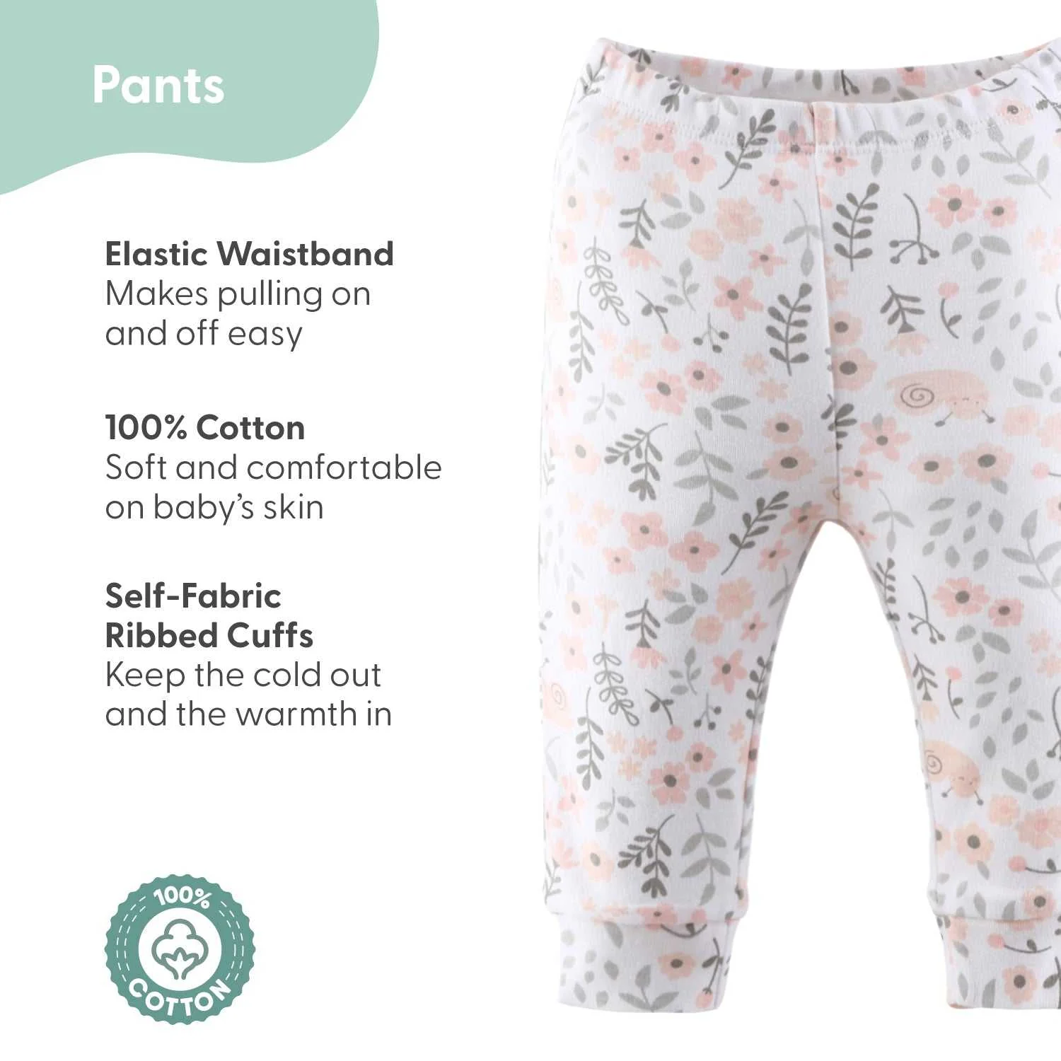 Flower 5 Pack Baby Girl Pants Set - Image 3