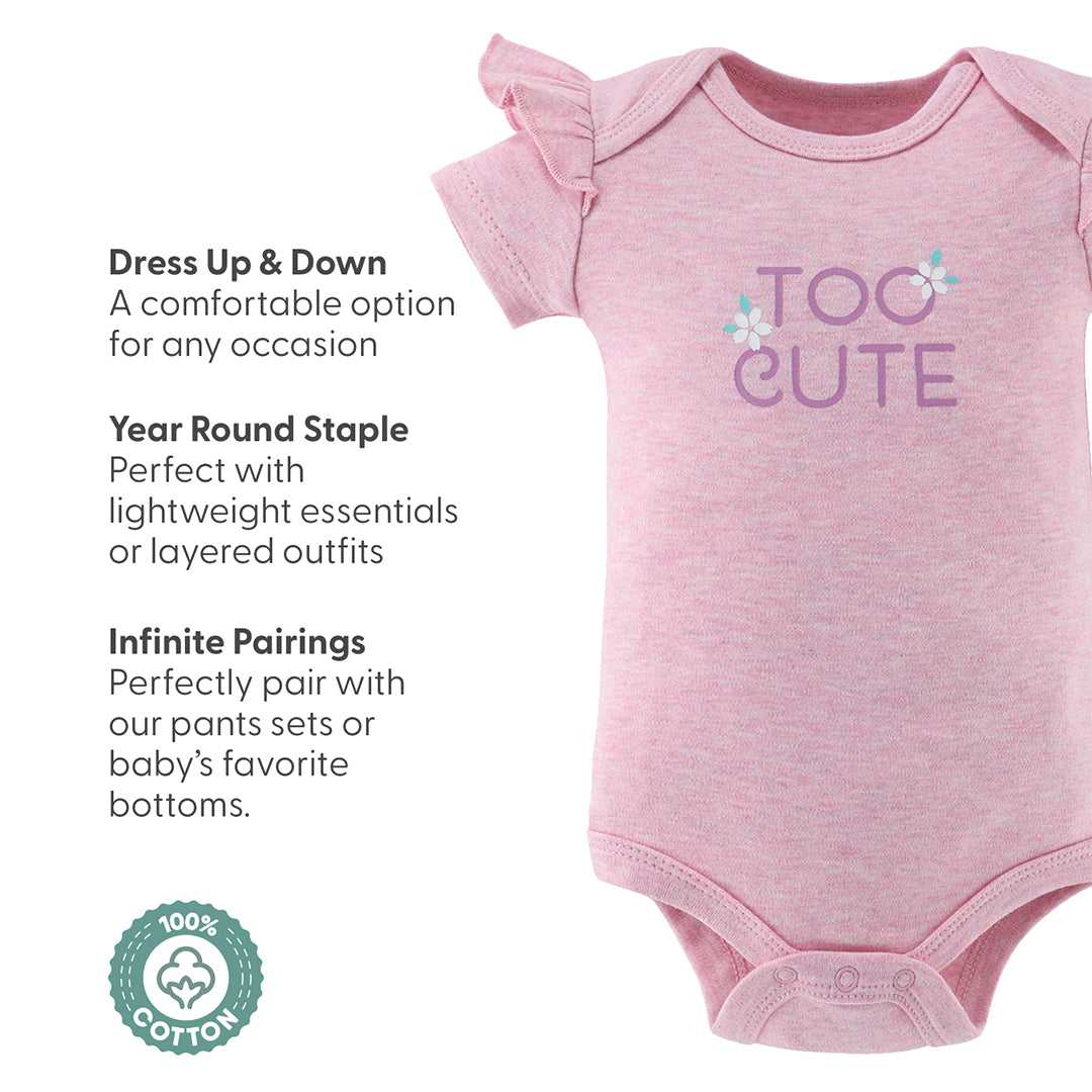 Cherry Blossom Baby Girl Bodysuits, 4 Pack - Image 4
