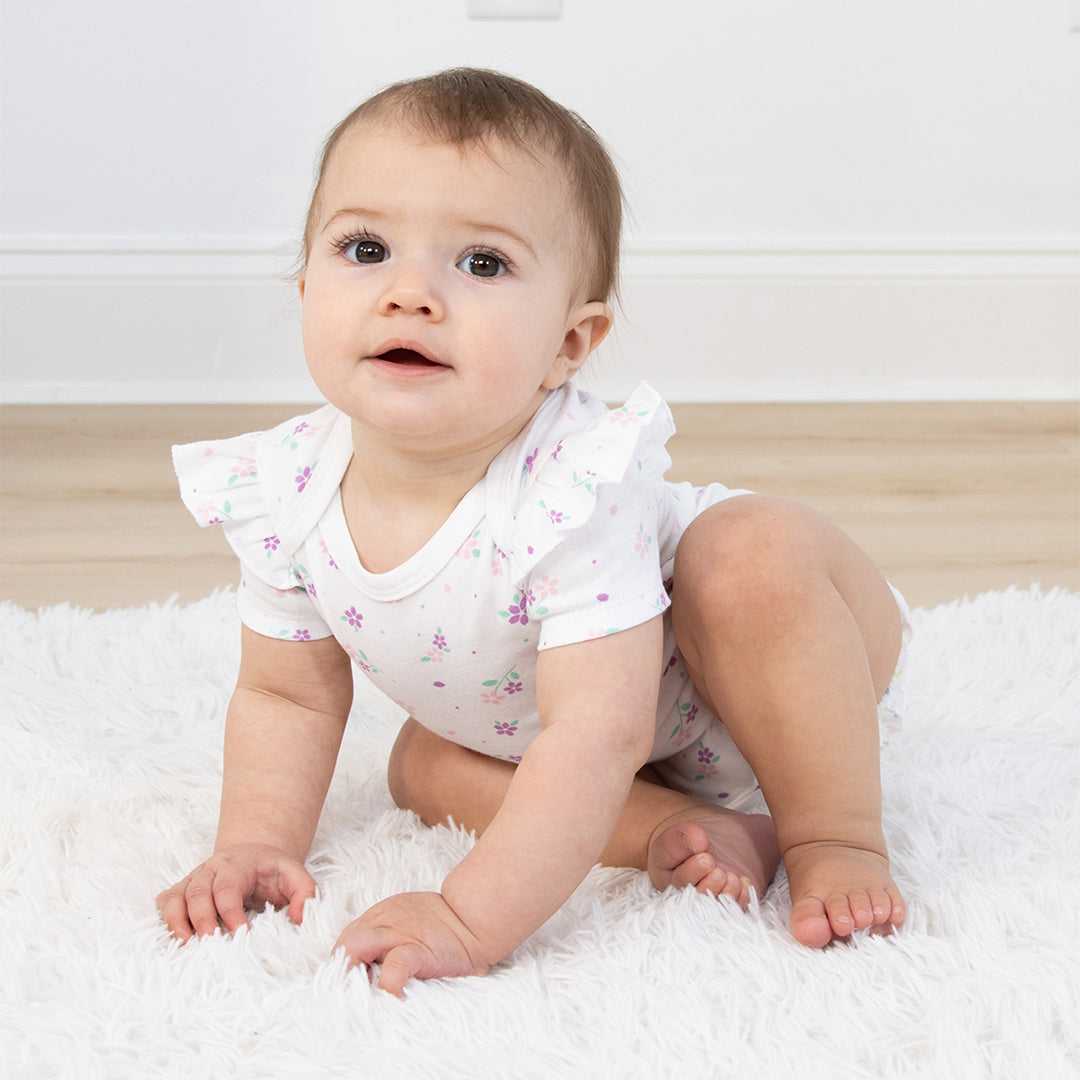 Cherry Blossom Baby Girl Bodysuits, 4 Pack - Image 6