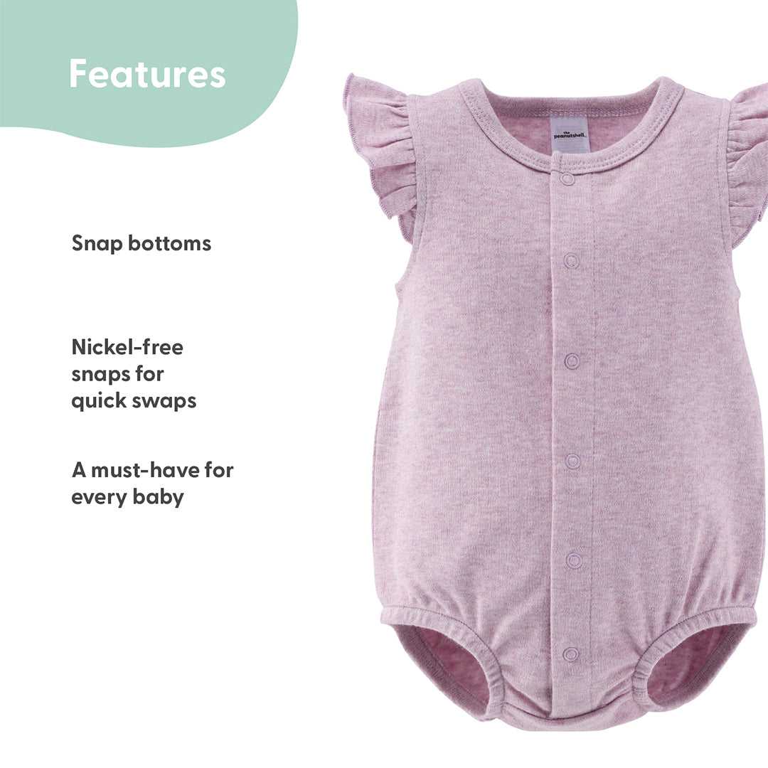 Lilac Stars Baby Girl Rompers, 2 Pack - Image 3