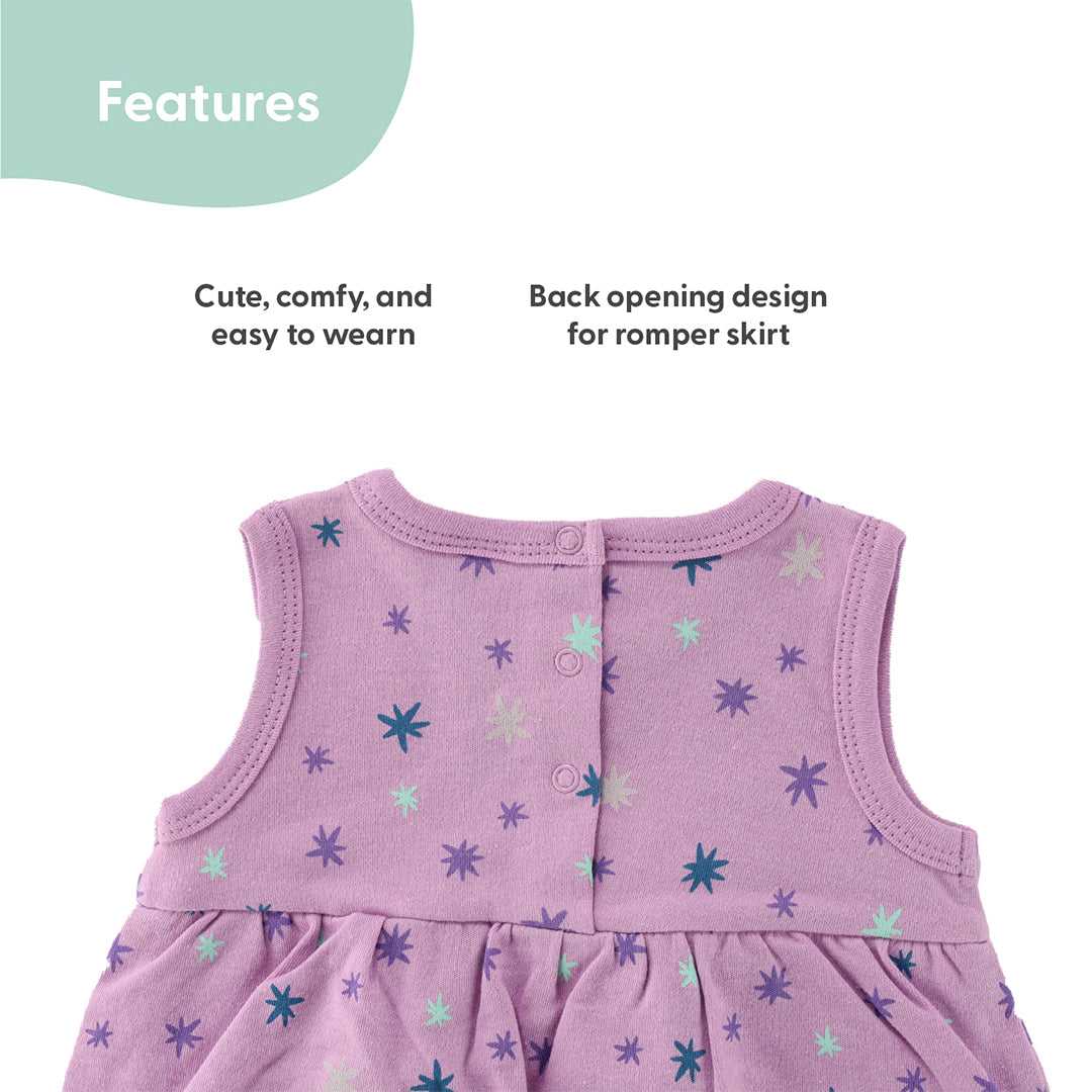 Lilac Stars Baby Girl Rompers, 2 Pack - Image 4