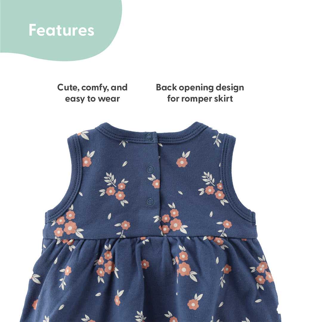 Navy Floral Baby Girl Rompers, 2 Pack - Image 4