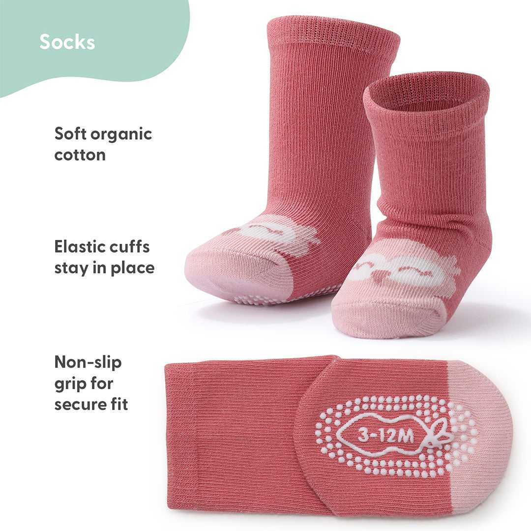 Blush/Mauve Organic Baby Girl Socks, 12-Pack - Image 2