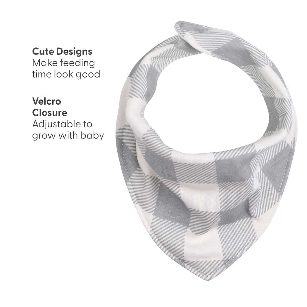 Bandana Baby Drool Bibs, Unisex, Cotton, 8-Pack, Greys - Image 3