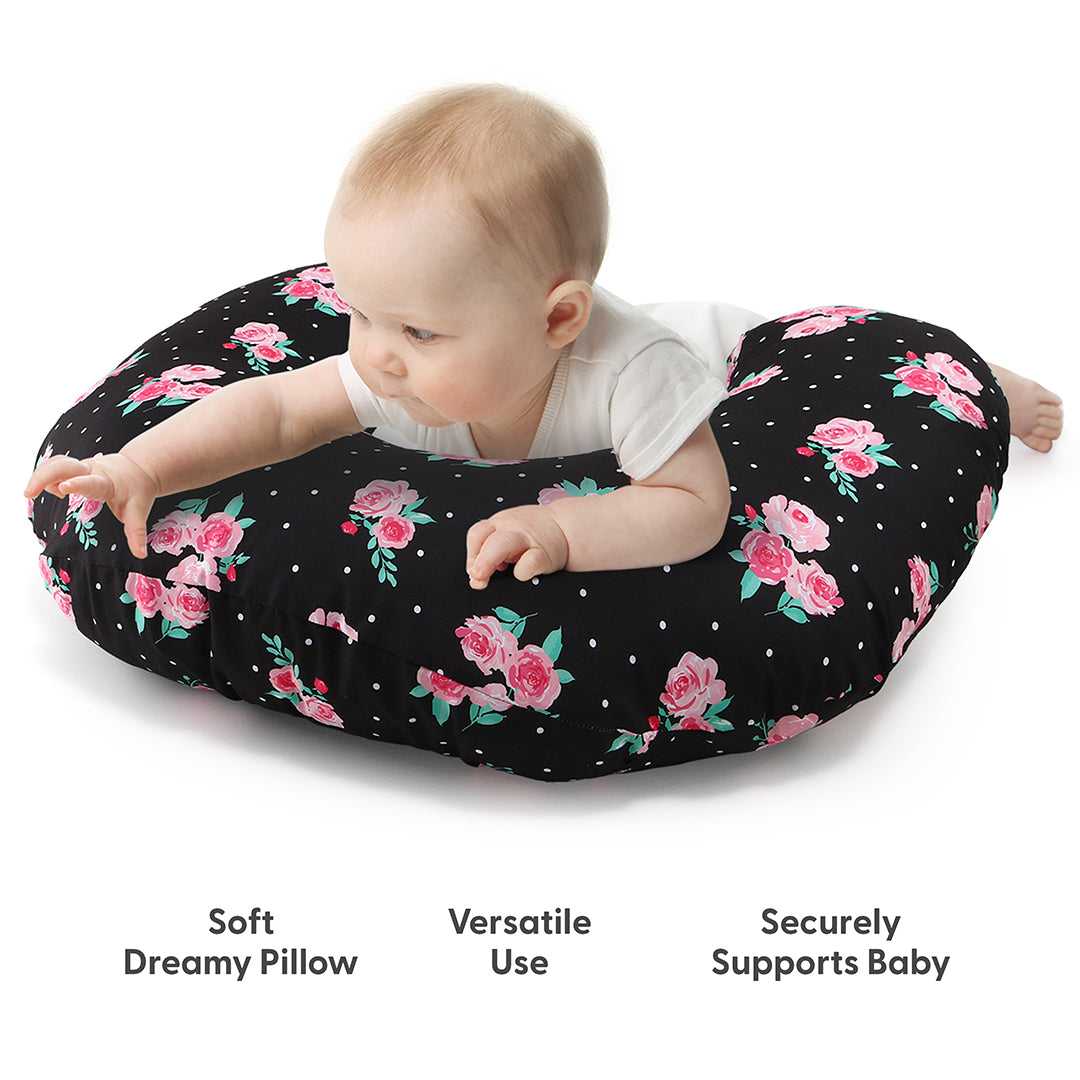 Black & Pink Floral Nursing Pillow & Cover - Image 5