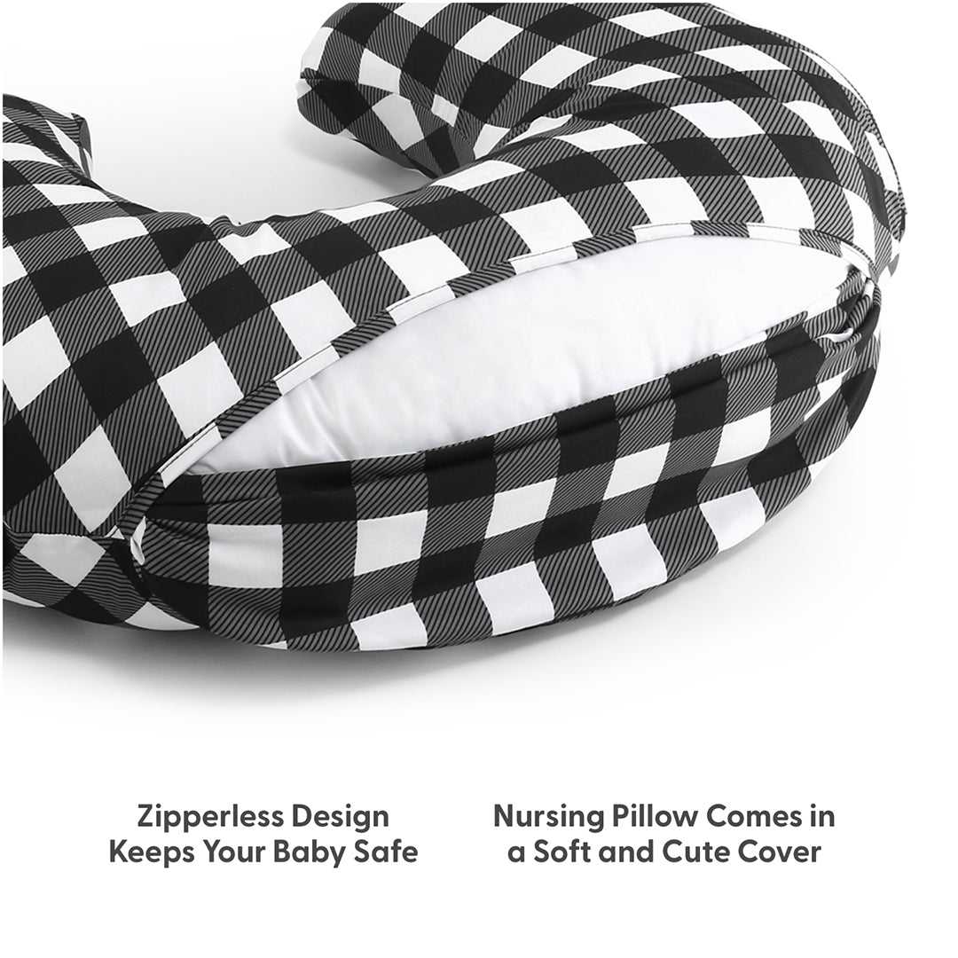 Black & White Buffalo Plaid Nursing Pillow - Image 4