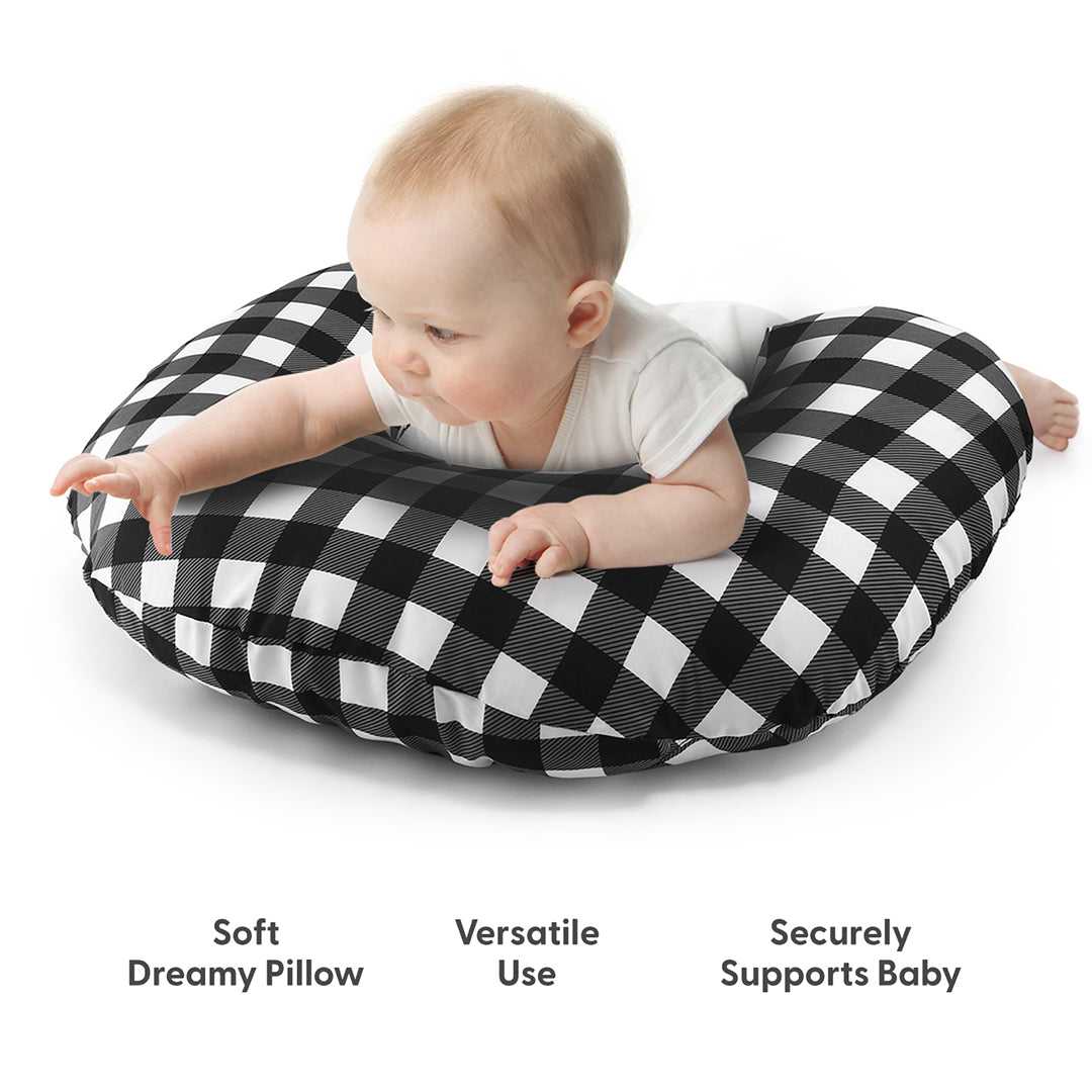 Black & White Buffalo Plaid Nursing Pillow - Image 5