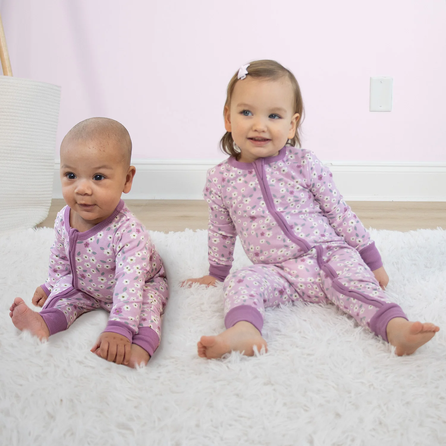 Blissful Florals Cotton Footless Sleepers for Girls, 2 Pack - Image 5