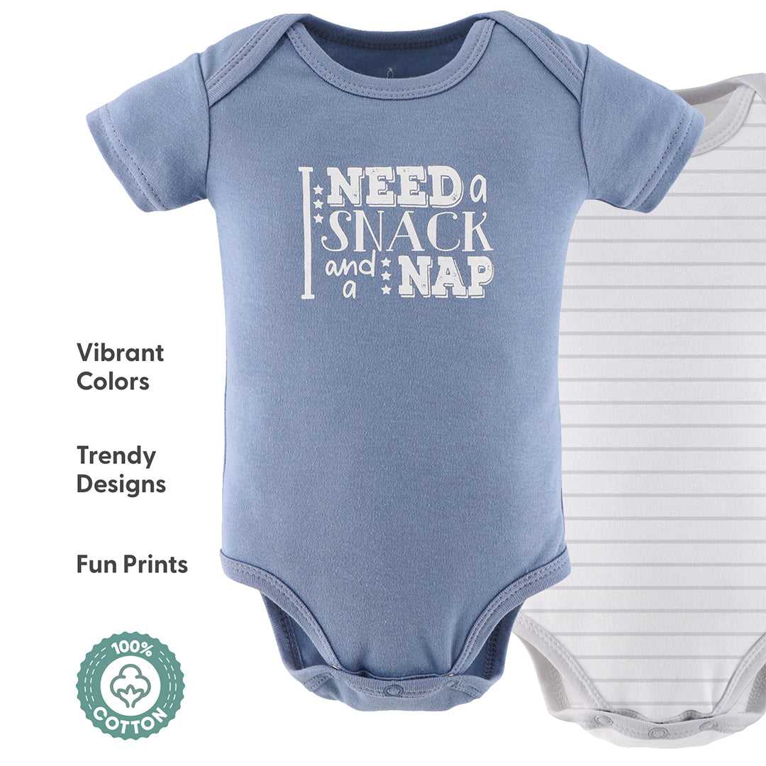 Blue Camo Baby Boy Short Sleeve Bodysuits, 7 Pack - Image 3