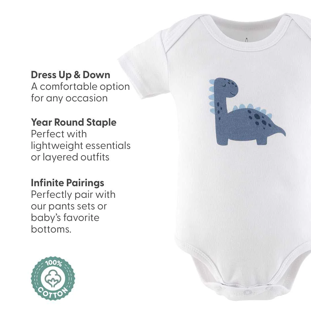 Blue Camo Baby Boy Short Sleeve Bodysuits, 7 Pack - Image 4