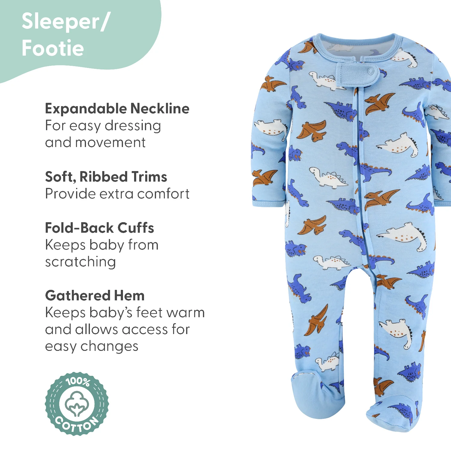 Blue Dino Baby Boy Clothing Gift Set, 15 Piece - Image 4