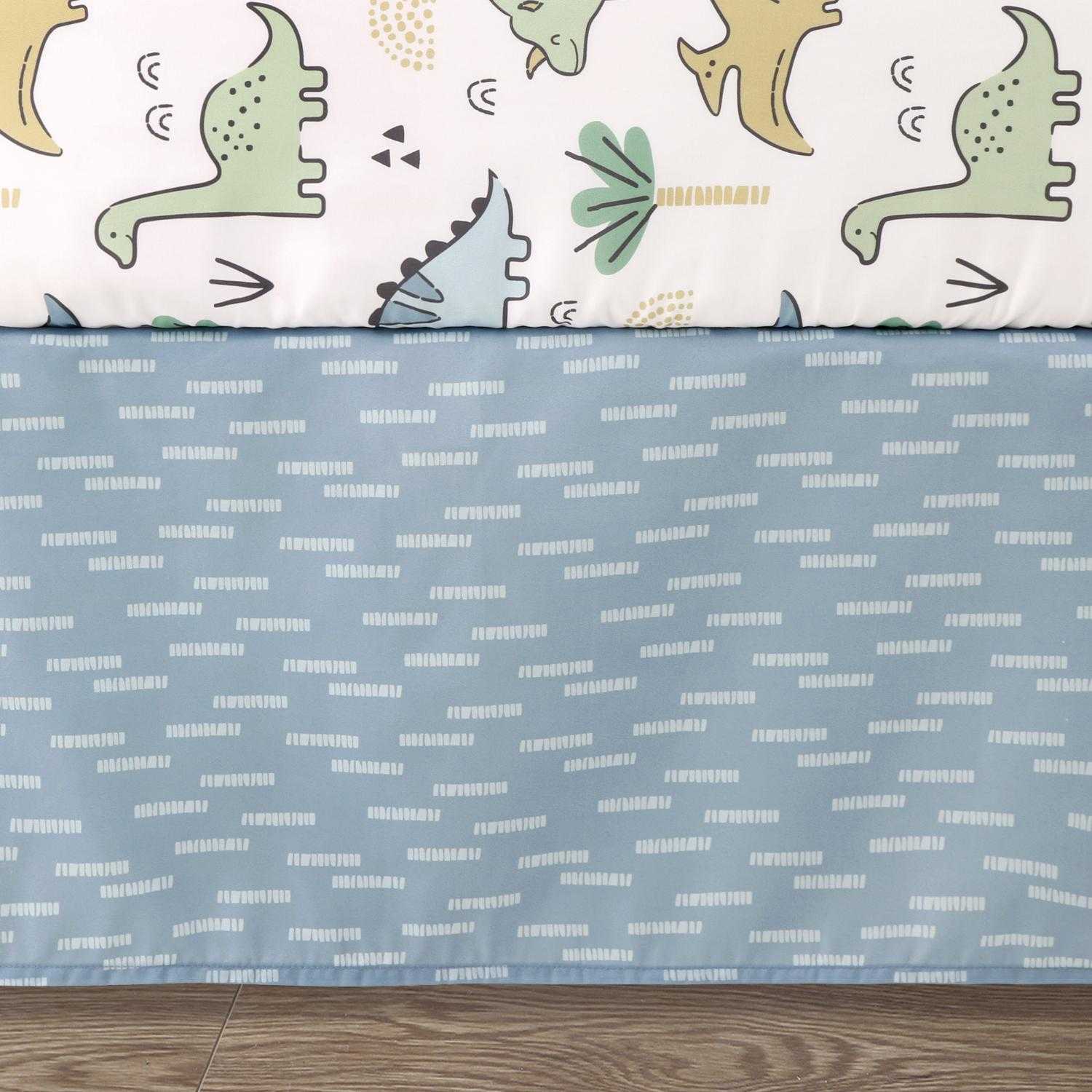 Blue Dino 5 Piece Baby Crib Bedding Set for Boys - Image 6