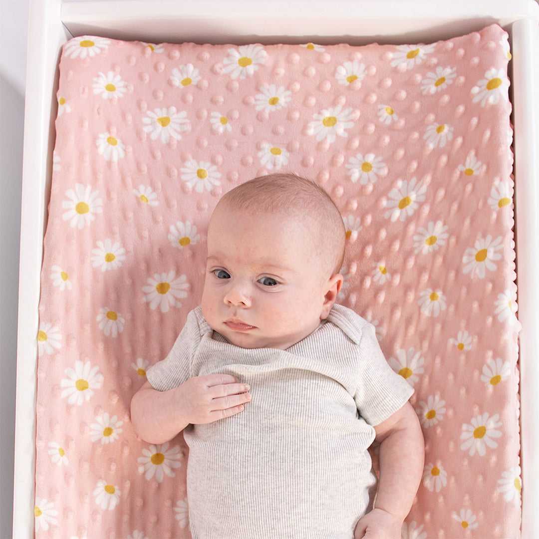 Blush Daisy Plush Minky 3-Pack Changing Pad Covers - Image 5
