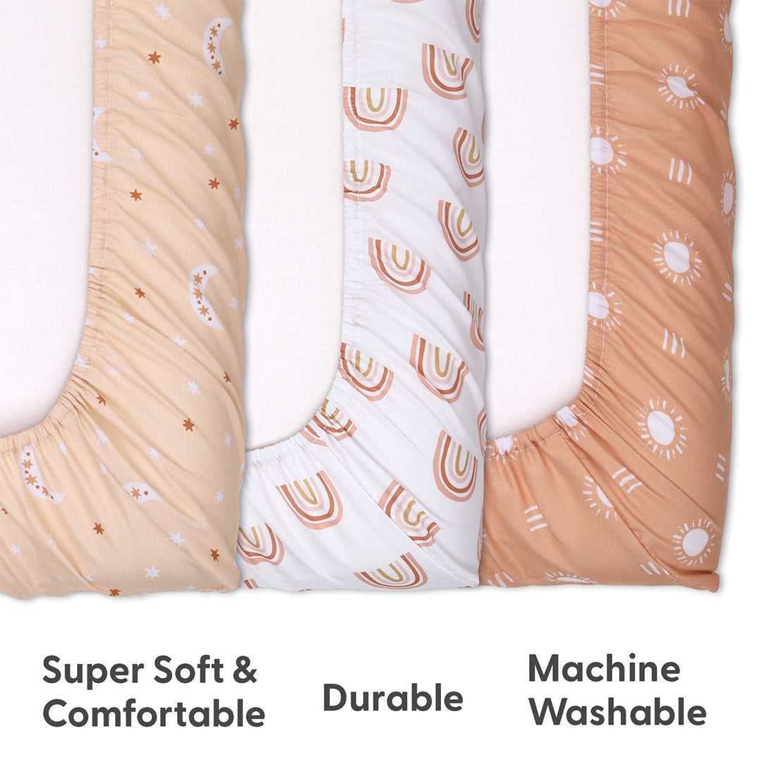 Boho Rainbow Changing Pad Covers for Baby Girl or Boy - Set of 3 - Image 4
