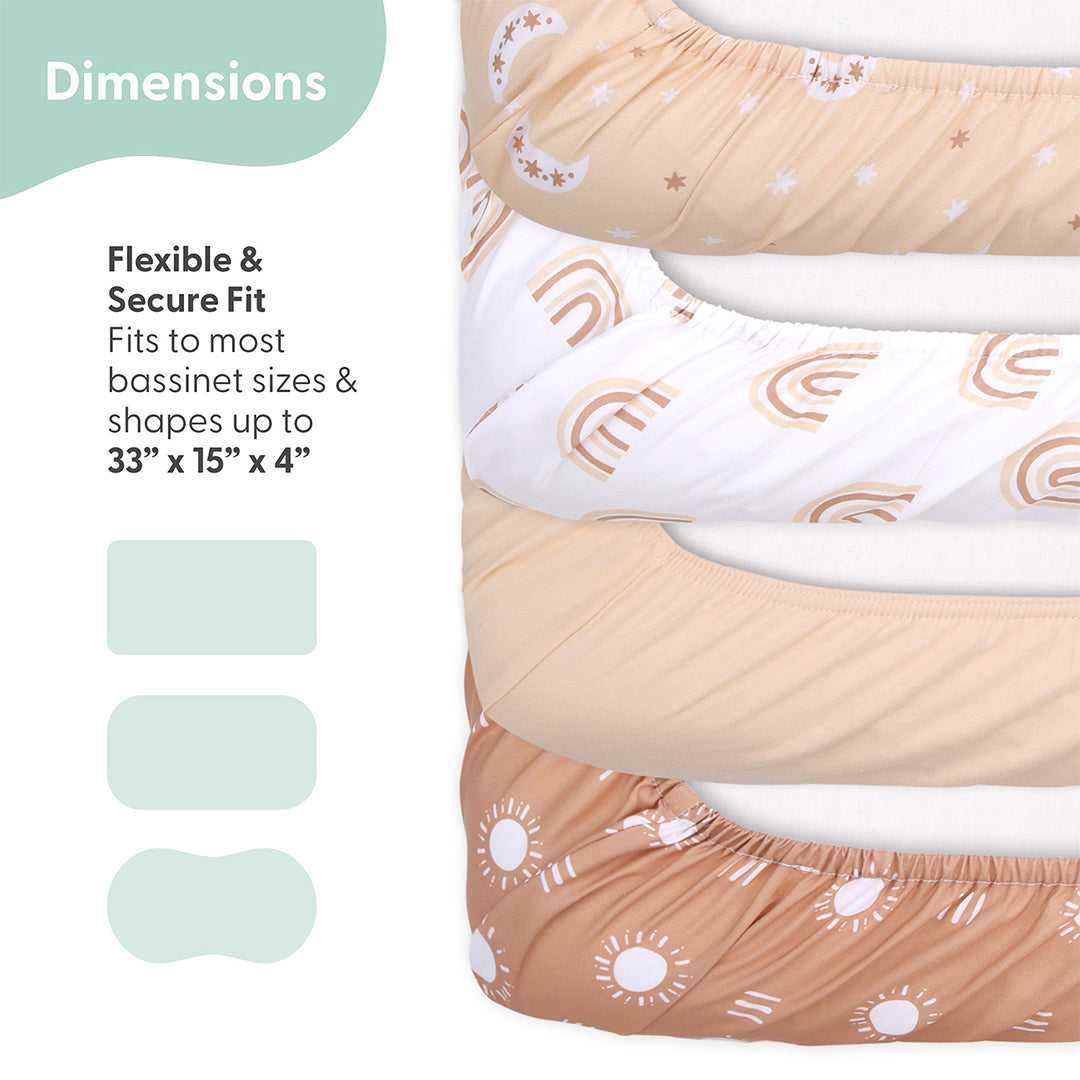 Boho Baby Bassinet Sheets 4-Pack for Boys and Girls - Image 4