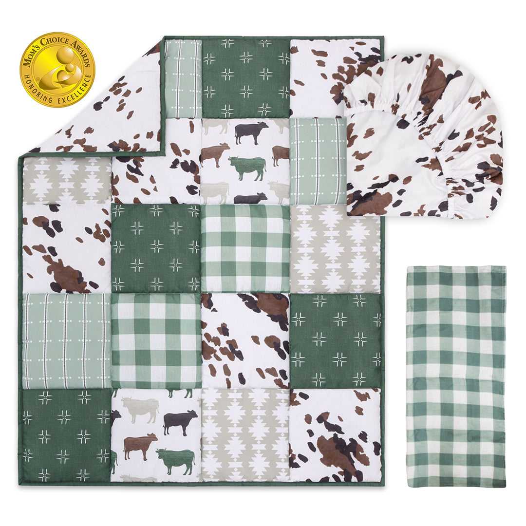 Boho Farm 3 Piece Baby Crib Bedding Set for Boys & Girls - Image 3