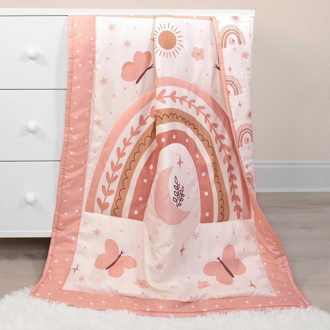 Boho Rainbow 3 Piece Baby Crib Bedding Set for Girls - Image 5