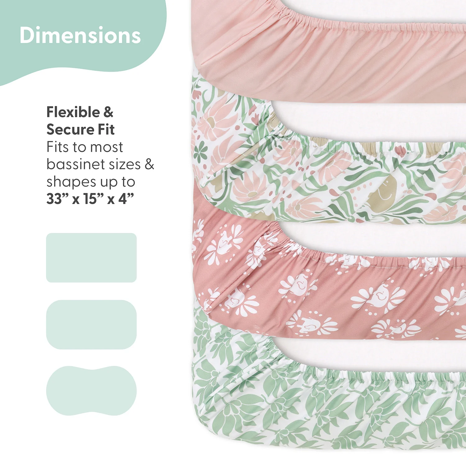 Botanical Garden Baby Bassinet Sheets 4-Pack for Girls - Image 4