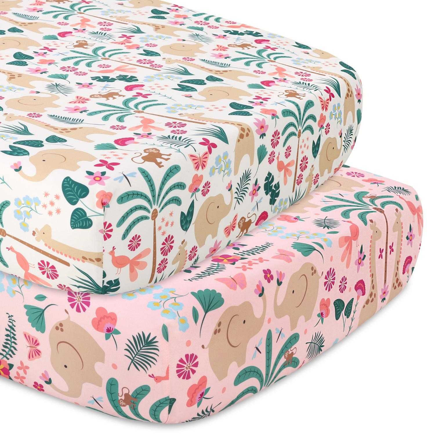 Bright Safari 5 Piece Baby Crib Bedding Set for Girls - Image 3