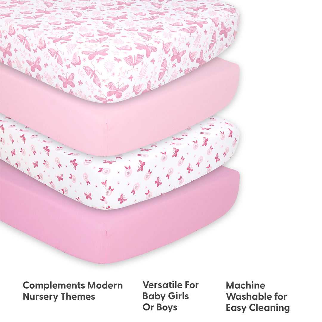 Butterfly 4-Pack Fitted Crib Sheet Set - Image 4