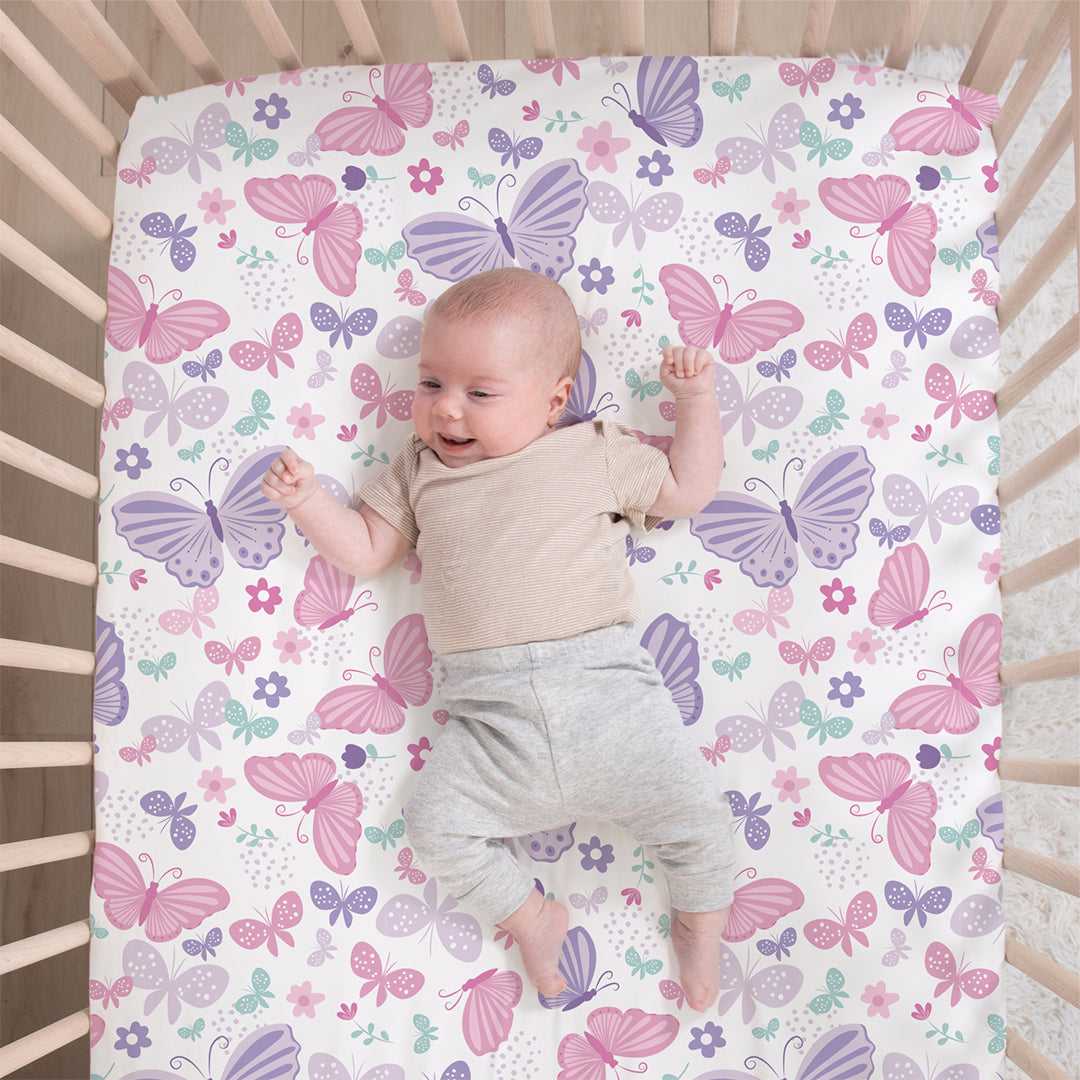 Butterfly Song 3 Piece Baby Crib Bedding Set for Girls - Image 3