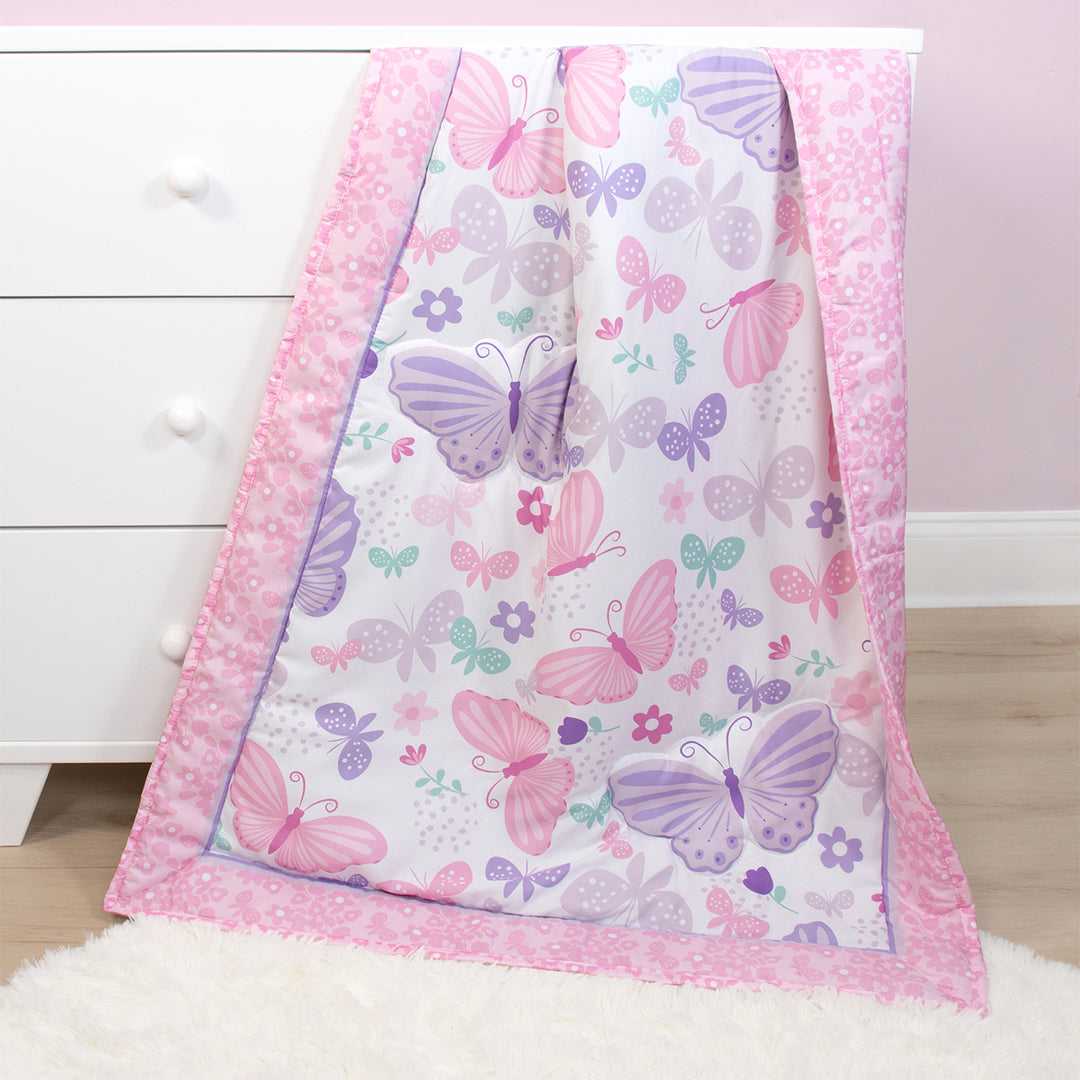 Butterfly Song 3 Piece Baby Crib Bedding Set for Girls - Image 5