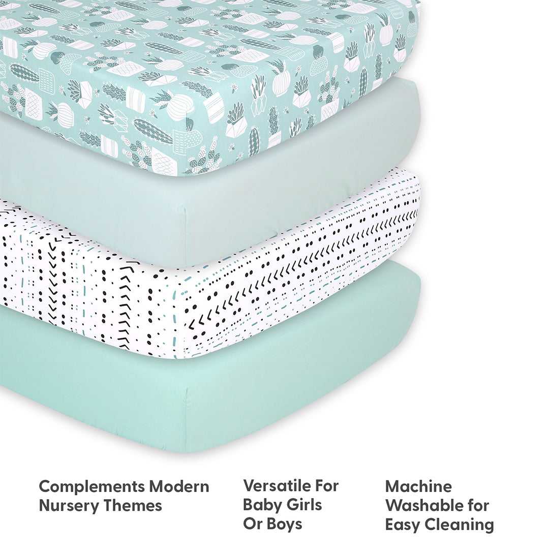 Cactus 4-Pack Fitted Crib Sheet Set - Image 4