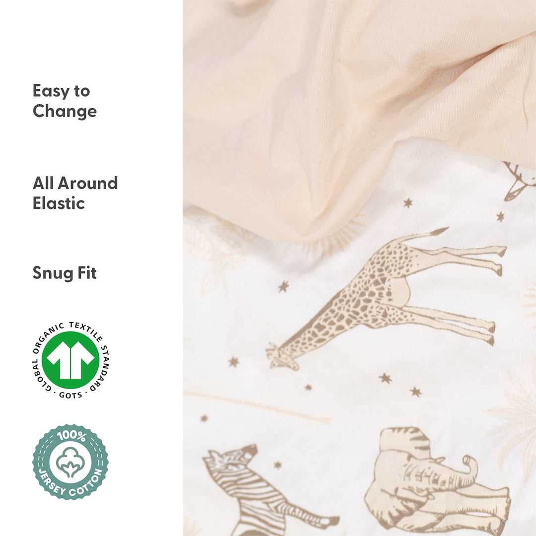 Caramel Safari 4-Pack Fitted Organic Jersey Crib Sheet Set - Image 3