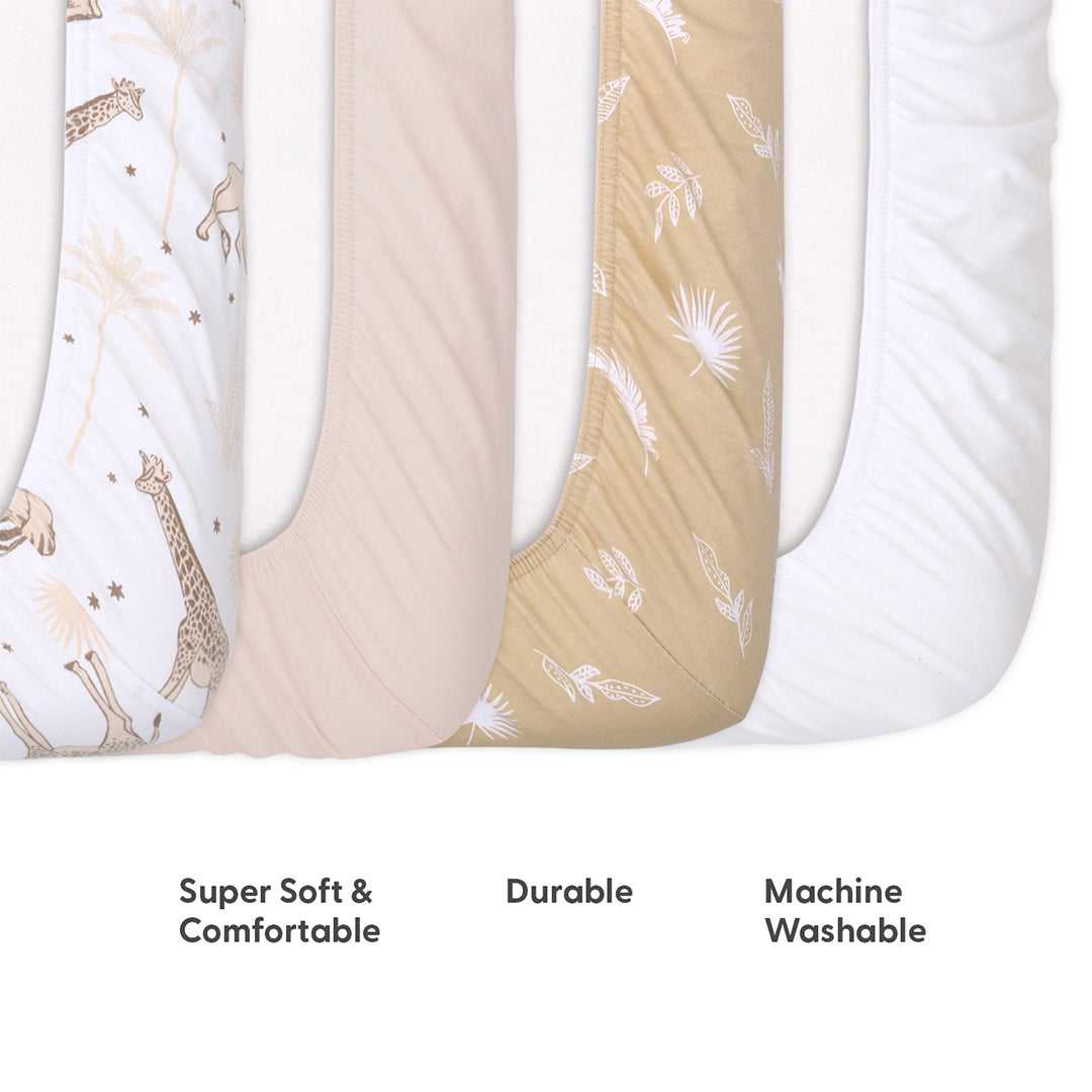 Caramel Safari 4-Pack Fitted Organic Jersey Crib Sheet Set - Image 4