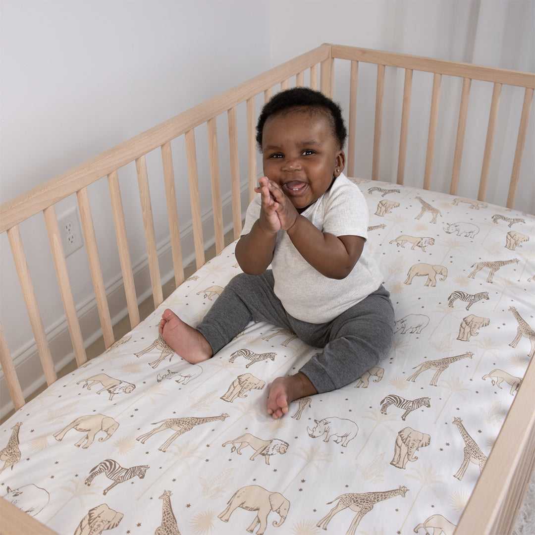 Caramel Safari 4-Pack Fitted Organic Jersey Crib Sheet Set - Image 5