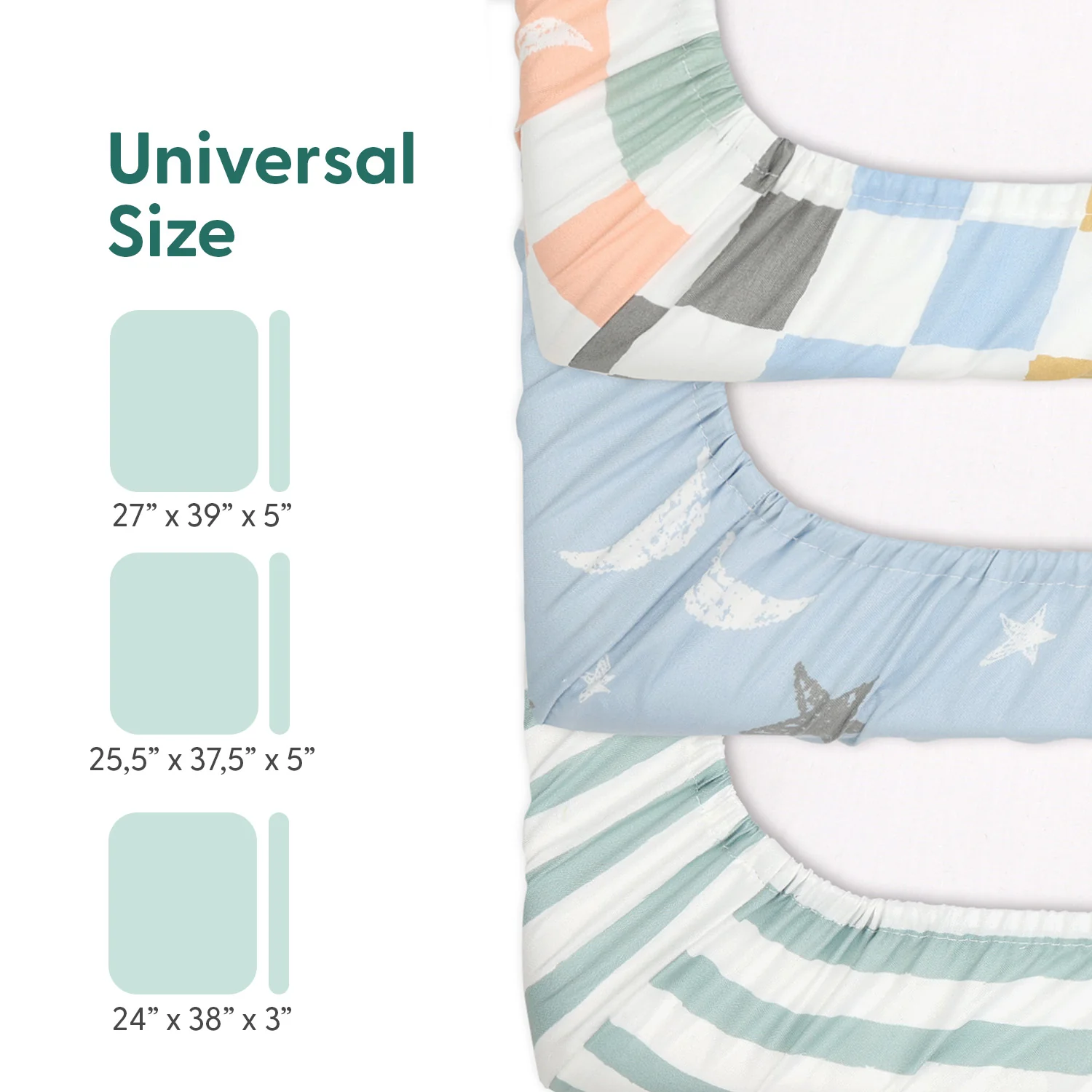 Celestial Multi Playard Mini Crib Sheets, 3-Pack - Image 4