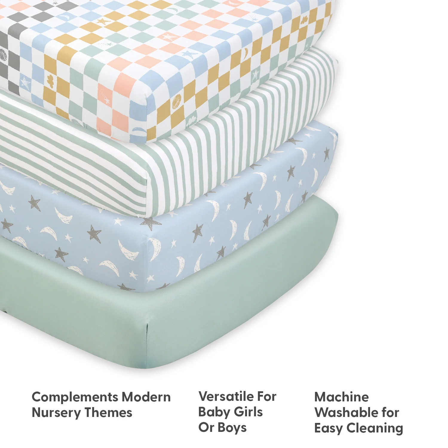 Celestial Multi 4-Pack Fitted Crib Sheet Set - Image 4