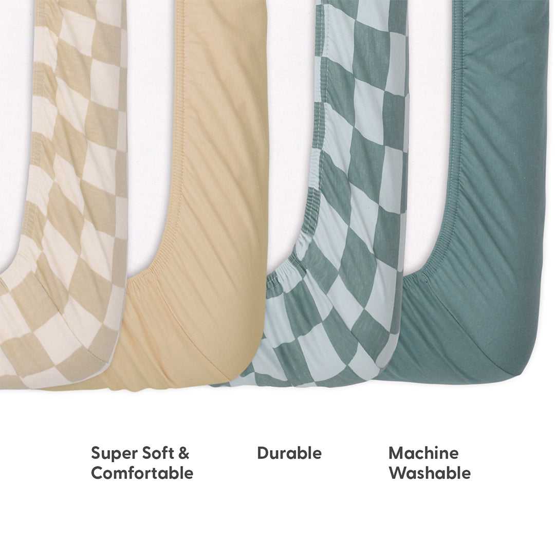 Check 4-Pack Fitted Organic Jersey Crib Sheet Set - Image 4