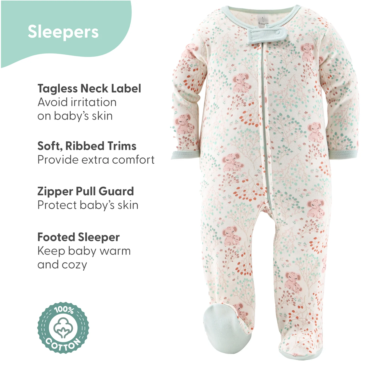 Clothing Gift Set for Baby Girls - Floral Elephant, 30 Piece - Image 6