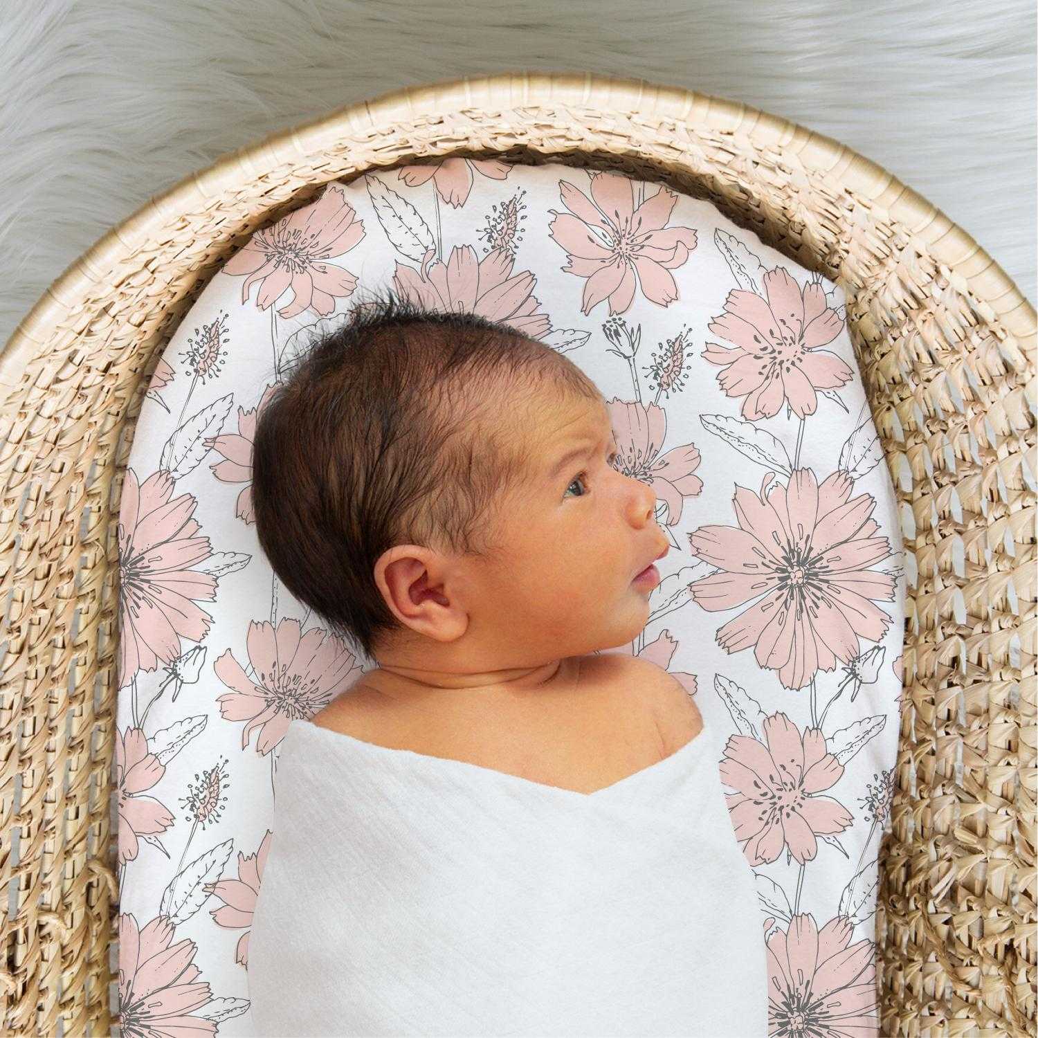 Cottage Floral Organic Bassinet Sheets 4-Pack for Boys and Girls - Image 5