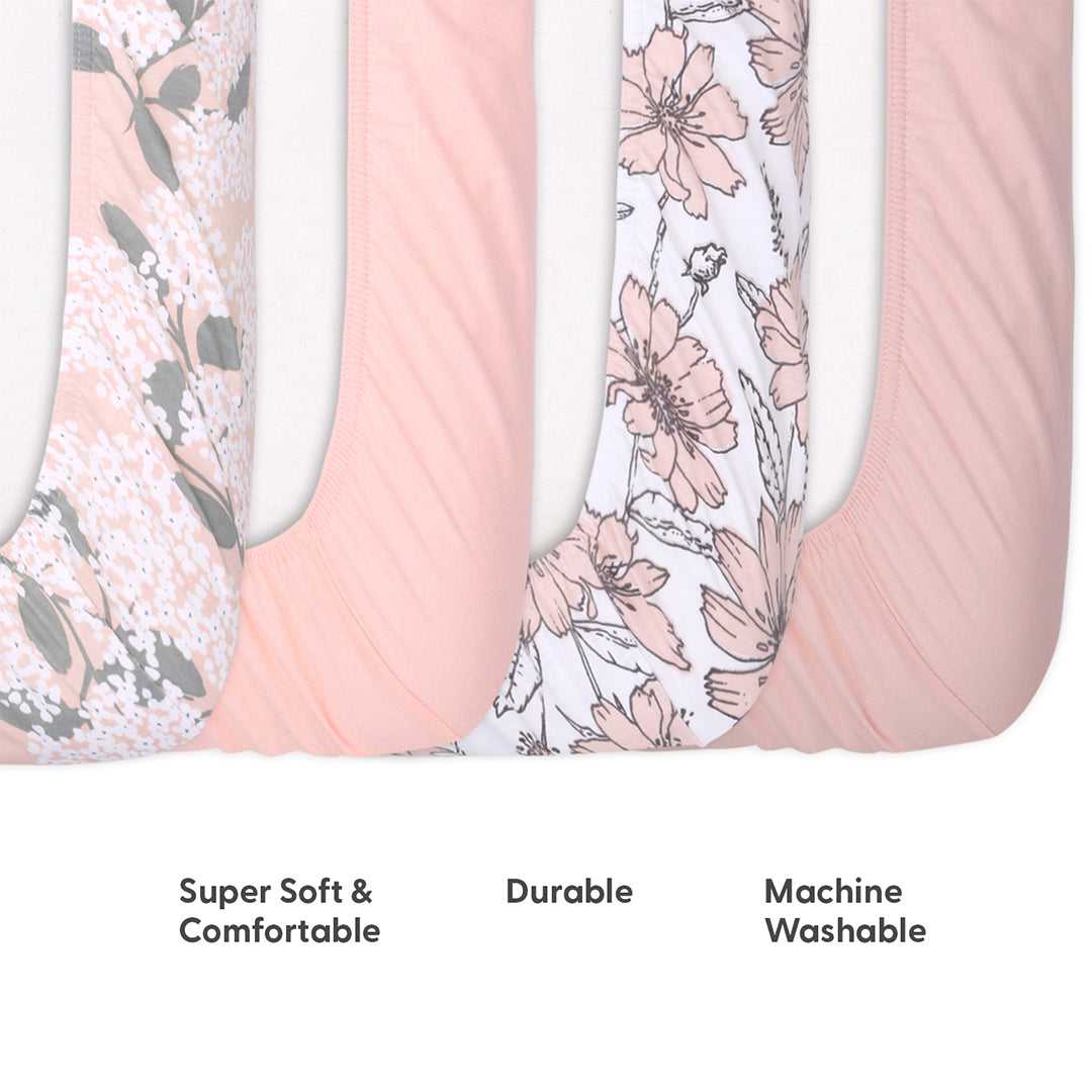 Cottage Floral 4-Pack Fitted Organic Jersey Crib Sheet Set - Image 5