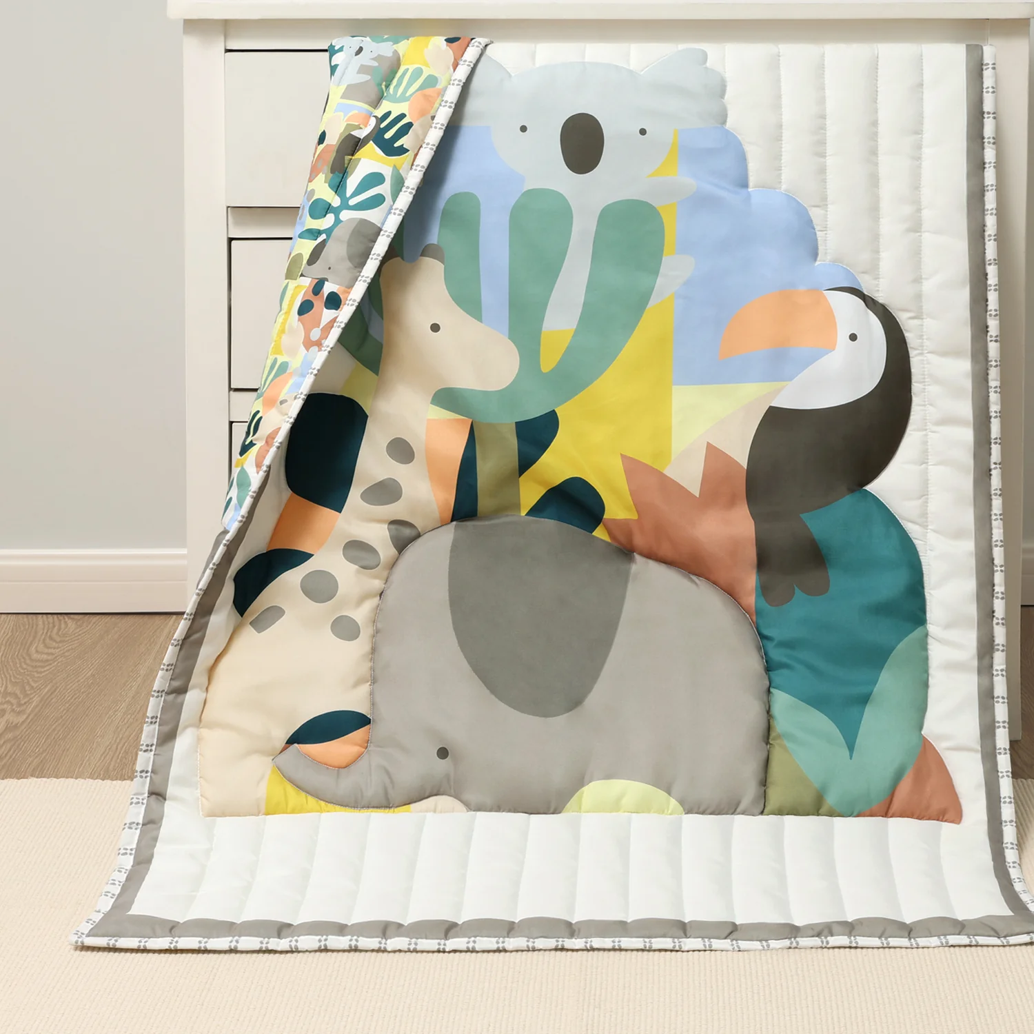 Crib Bedding Set for Baby Boys and Girls, Safari Puzzle, 3 Pieces - Image 5