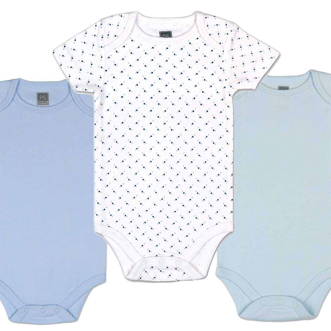 Dinos and Dots 5-Pack Short Sleeve Bodysuits in Blue, Navy, and Grey, 9-12 Months - Image 5